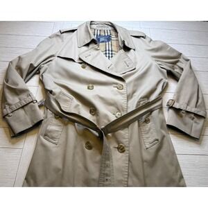 VTG BURBERRYS Double Breasted‎ Belted Trench Coat NOVA CHECK Liner 54 R England